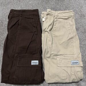 Youngla Men's Cargo Pants - Brown and Tan